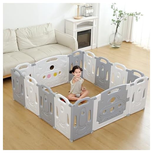 Foldable Baby playpen Baby Folding Play Pen Kids Activity Centre Safety Play Yard Home Indoor Outdoor New Pen (Gery)