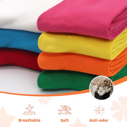 4-Pack Combed Cotton Viscose Kids Casual Socks Cool Crew Fashion Neon & Solid Colors Dress Socks Elastic Fit for Girls Boys3