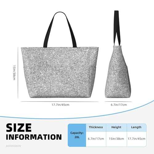 Silver Glitter Large Capacity Beach Travel Bag – Lightweight Foldable Waterproof & Sandproof Tote With Multiple Pockets,Beach Vacation Essentials4