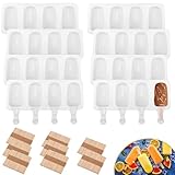 SAYAYA 8 Set Silicone Popsicle Molds 4 Cavities Ice Cream Oval Cake Molds with 400 Sticks, Reusable Ice Pop & Cakesicle Mould forKids, DIY Frozen Treats, Summer Snacks, Parties Favors, Easy Release