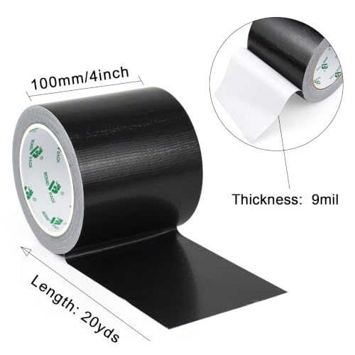 Image of BOMEI PACK 1Pack 4inch Duct Tape Heavy Duty Waterproof Black 9Mil 20Yds