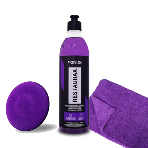 Kit Restaurax 500ml Vonixx + Aplicador de Espuma + Pano de Microfibra Restauração de Plásticos