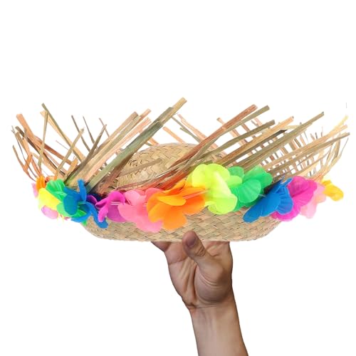 TEHAUX Sombrero Hawaiano de Paja Lei para Hombre Accesorio para Fiestas Temáticas y Disfraces Ligero y Reutilizable Adecuado para Verano y Eventos la Playa