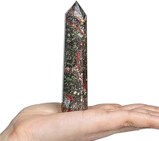 Large Crystal Wand, Dragon Bloodstone Crystal Points Tower Wand Octagon 8 Faceted Natural Gemstone Prism Pointed for Reiki Chakra Meditation Chakra Stones Therapy Home Office Desk Decor Gift