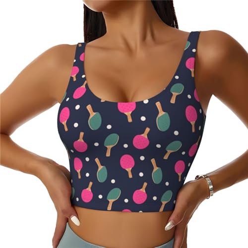 Opiniones de Ropa de Ping pong para Mujer para comprar hoy. 47 Mosytuky - Camiseta sin mangas con estampado de raquetas y pelotas de ping pong para mujer, ropa interior de yoga y ejercicio, Negro, Small