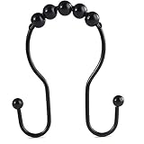 Color: negro Cortina resistente a la ducha, 12 anillos, ganchos de ducha, cortina de acero inoxidable, productos de baño, hogar y mano con cortina de ducha, 84 pulgadas de largo, Black, Talla única