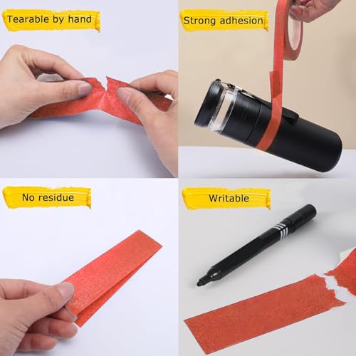 Cinta adhesiva roja resistente para pintar sin dejar residuos pack de 10 rollos 7