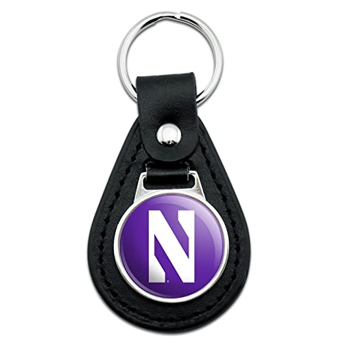 GRAPHICS & MORE Black Leather Northwestern University Primary Logo Keychain