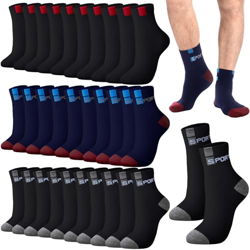 Bencailor 15 Pairs Men's Crew Socks Breathable Athletic Comfort Lightweight Sport Socks for Men