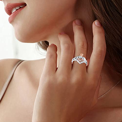 POPKIMI Gifts for Daughter with Rose Flower 925 Sterling Silver Ring - Daughter Birthday Gifts Jewelry Love Heart Ring3