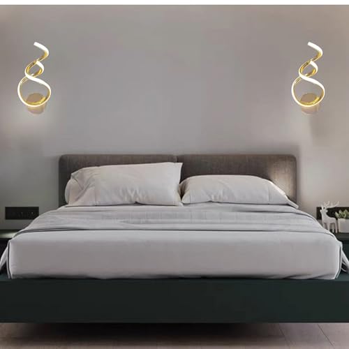 Image of Helix LED Wall Light for Home, Golden Modern Wall Lamp with 3 Color Modes, Warm White, Cool White, Natural White, Decorative Indoor Light, Pack of 1