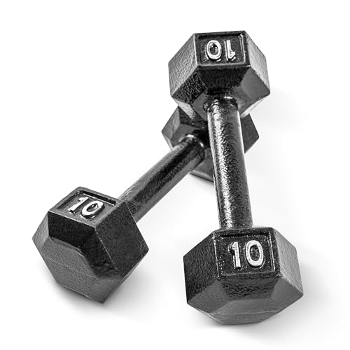 CAP Cast Iron Hex Dumbbell Black Pair 10 lb