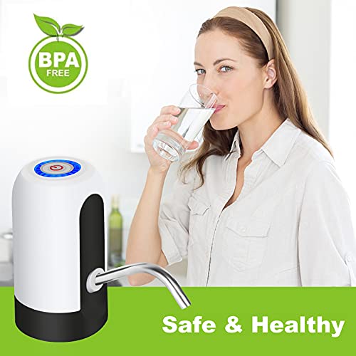 5 Gallon Water Dispenser, Electric Drinking Water Pump With Rechargeable, Portable Automatic Water Bottle Pump For Camping Kitchen Home Office - White #TOP1