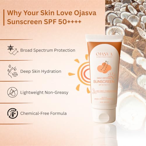 Image of Daily Defense Sunscreen SPF 50 PA++++ | Broad Spectrum UV Protection | 100% Natural | With Zinc Oxide, Titanium Dioxide & Organic Oils | Non-Greasy, Water-Resistant | For All Skin Types | 50ml