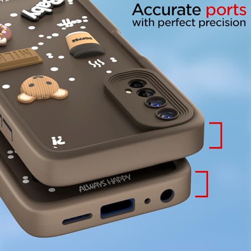 Image of Pikkme Back Cover for Realme 7 / Narzo 30 4G / Narzo 20 Pro | Cute Fun Cartoon 3D Bear Silicone Full Body Protection Bumper Cover (Brown)