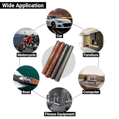 Image of Wood Grain Vinyl Wrap Sticker Decal Car Internal Wraps Self Adhesive DIY Film, Waterproof Wrap Roll Without Bubble, 100x 40cm /39.4x15.7in (Brown-Wood Grain(High Glossy))