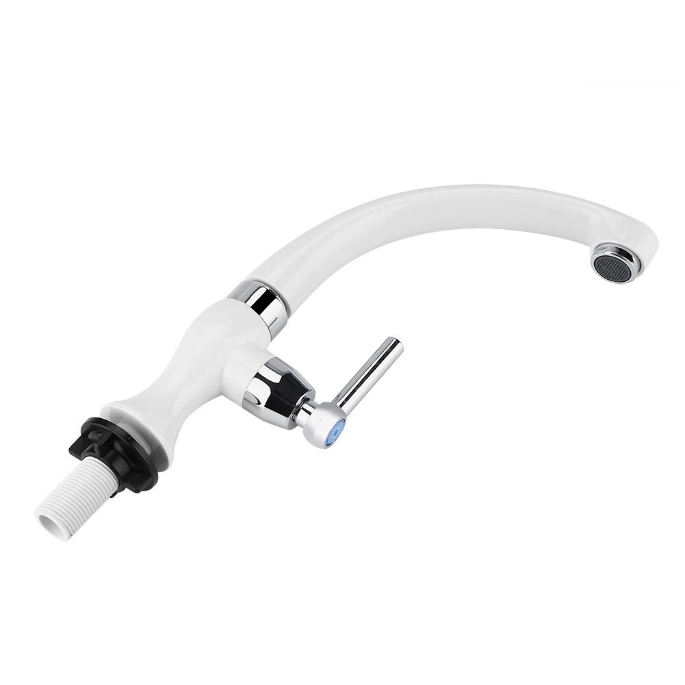 ABS Single Cold Water Faucet Chrome Surface G1 2 Thread Connection 13x11cm Black or Silver for Kitchen Sink — view 9