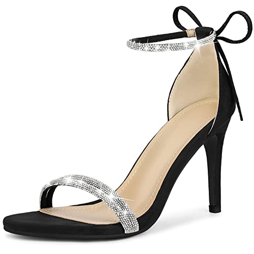 Perphy Rhinestone Ankle Tie Stiletto Heels Sandals for Women