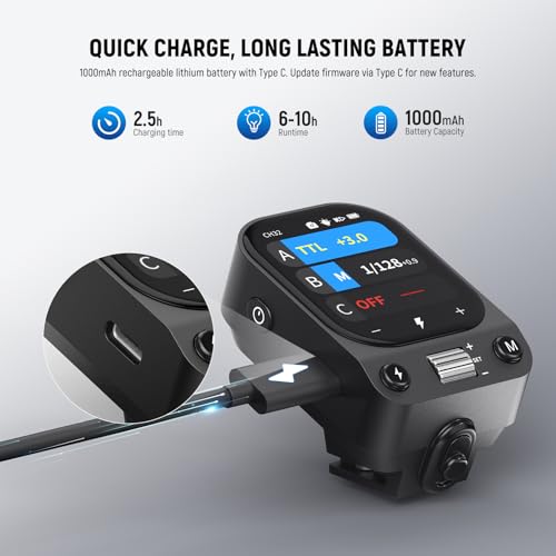 NEEWER QZ-F 2.4G TTL - Disparador de Flash inalámbrico Compatible con cámaras Fujifilm Fuji X100VI X100V XT30 II XT5 XT50, transmisor de Flash de Pantalla táctil, 1/8000s HSS, batería de 1000 mAh - imagen 6