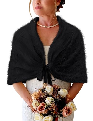BB&KK Womens Knitted Shawl Wraps Winter Bridal Wedding Stole Shrug Party Shoulder Cream Scarf Wrap Warm Dress Cover Up