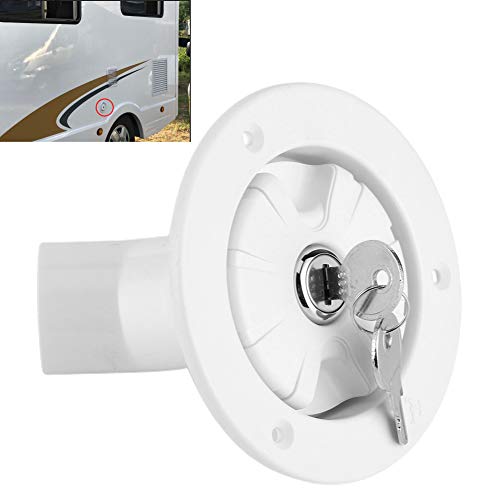 Image of 80mm /3.1in RV Water Locking Cap - Leakproof Gravity Freshwater Filling Hatches with Seal Ring Design, 2 Keys for Camping Trailer Motorhome (White)