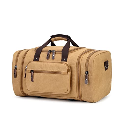 Sechunk Duffle Bag Canvas Leder Große Outdoor Schultertasche, gelb, Einfach und einfach