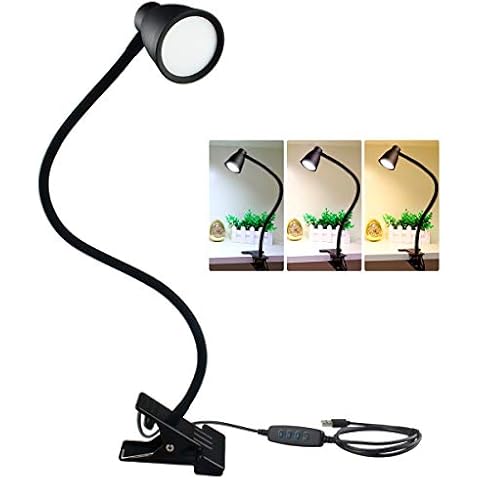 Semlos LED-Leselampe, Klemmlampe, USB Schreibtischlampe, 3 Farbmodi, 5 Helligkeitsstufen, Clip-Licht für Schreibtisch, Nachttisch, 5 W USB-betrieben, flexibler Arm Cover
