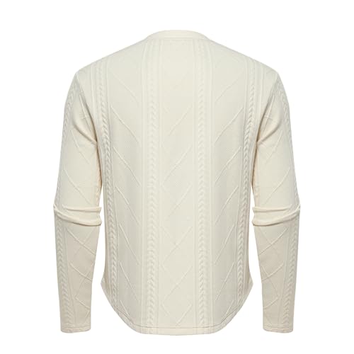 Men's Cable Knit Long Sleeve Sweater Casual Crew Neck Lightweight Soft Pullover Sweater2