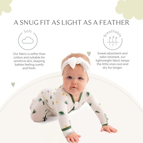 Image of Bamboo Little Soft Baby Footie Pajamas, Baby Clothes, Newborn Sleepers, 95% Viscose and 5% Spandex, 0-24 Months