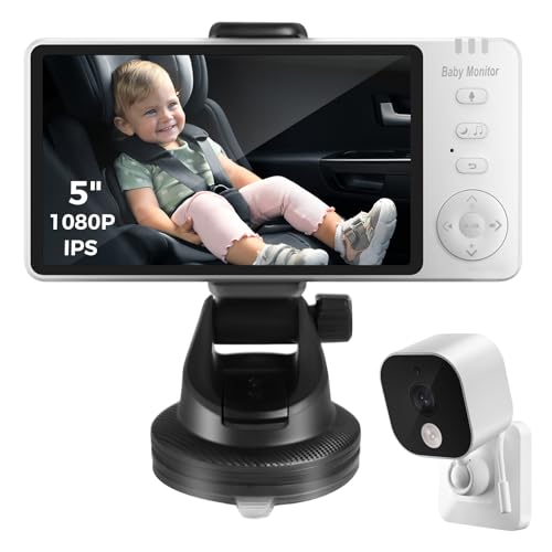 Yuk Long Baby Kamera Auto mit 5 Display: HD Nachtsicht und Weitwinkel autospiegel Baby rücksitz USB Plug&Play Einfache Installation Ideal für Babyschalen