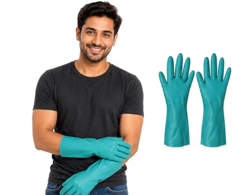 Image of Gardening Nitrile Hand Gloves, Nitrile Gloves for Garden and Soil Works - (2 Pairs, Blue)
