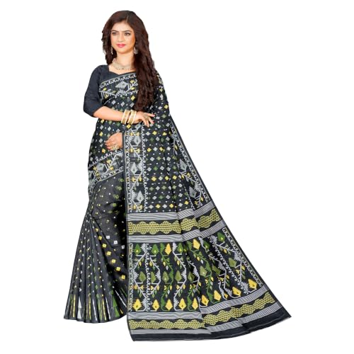 Image of Mayabi Women's Dhakai Jamdani Cotton Silk Saree Traditional Bengali Tant Korat Work, Without Blouse Piece