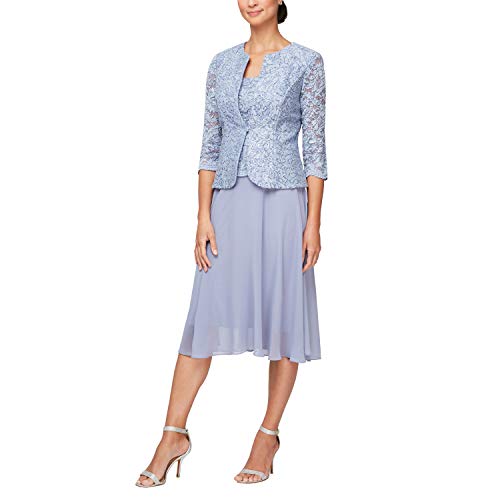 Image of Alex Evenings Women's Tea Length Jacket Dress, Perfect for Weddings, Formal Events (Petite and Regular Sizes)