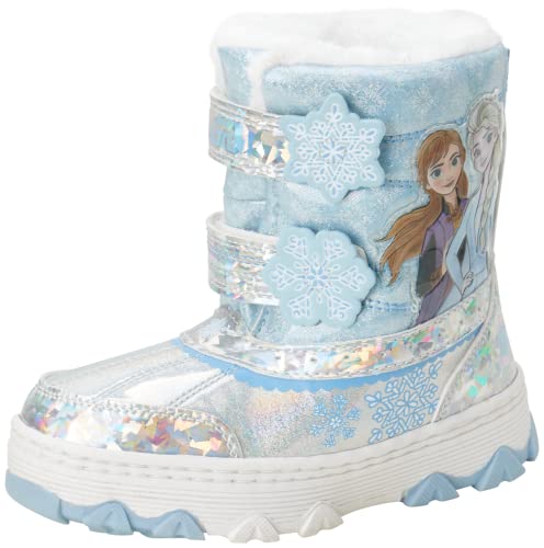 Disney Frozen Elsa and Anna Snowflakes - Girls Insulated Warm Waterproof Winter Snow Boots (Toddler-Little Kid)