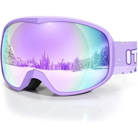 ITOWE Ski Goggles for Kids 6-14 4-6 Skiing Snow Sports Goggles Snowboarding Winter Goggles Kids Ski Snow Helmet with Snowboard Goggles for Boys Girls Child Toddlers Youth Anti Fog 100% UV Protection Cover