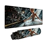 Schwarz Und Weiß Mousepad Engel Gaming Mauspad XXL 600x300mm, Gaming Zubehör Mit Doppelt Vernähten Kanten, Waschbares Mouse Pad Mit Unterseite aus Rutschfestem Gummi für PC, Maus und Tastatur -2510928