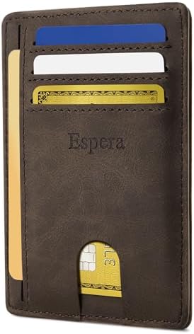Espera Slim Minimalist Wallet for Men and Women - RFID Blocking Credit Card Holder, Thin Front Pocket Travel ID Case, Gifts for Men