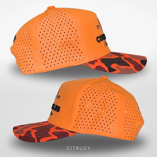 Image of CITRUSY Athletic Trucker Golf Hat | Performance Mens 5 Panel Cap | Cool Breathable Waterproof Workout Running Snapback