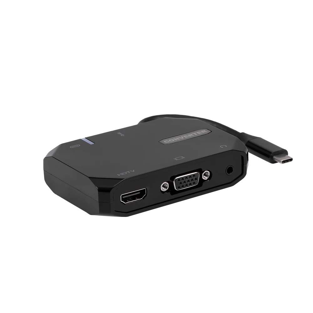 LipiWorld® 5 in 1 Type-C to HDTV USB3.0 VGA PD Audio Adapter Multi-Function Docking Station HUB Converter 4K for MacBook HDTV