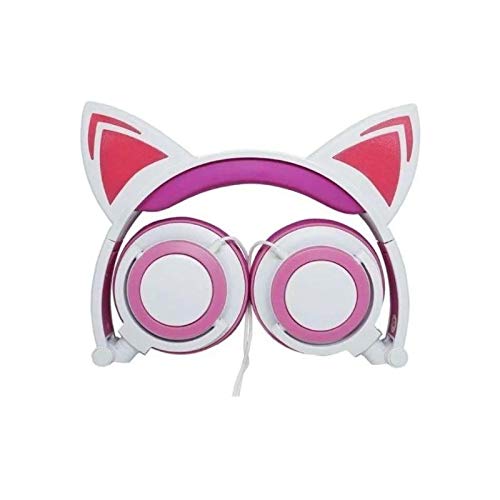 FONE OUVIDO ORELHA DE GATO C/LED –EXBOM– HF-C22 BRANCO/ROSA