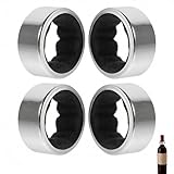Zlokdraxy - Verdor de vino con 4 anillos de gota de acero inoxidable reutilizables, accesorios antiderrame para botellas de vino, bar, restaurante y hogar