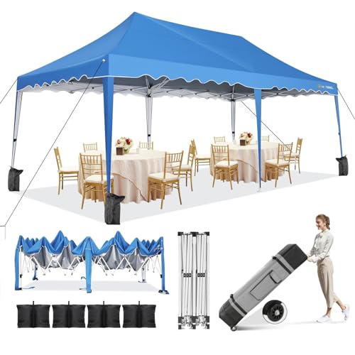 HOTEEL-10x20-Pop-Up-Canopy-Tent-for-Parties-Easy-Setup-Canopy-Tent-for-Backyard-Waterproof-Outdoor-Gazebo-for-Wedding-Event-Patio-Outside-Instant-Vendor-Tent-with-4-Sandbags-Rolling-Bag-Blue HOTEEL 10×20 Pop Up Canopy Tent for Parties Easy Setup Canopy Tent for Backyard Waterproof Outdoor Gazebo for Wedding Event Patio Outside Instant Vendor Tent with 4 Sandbags Rolling Bag Blue