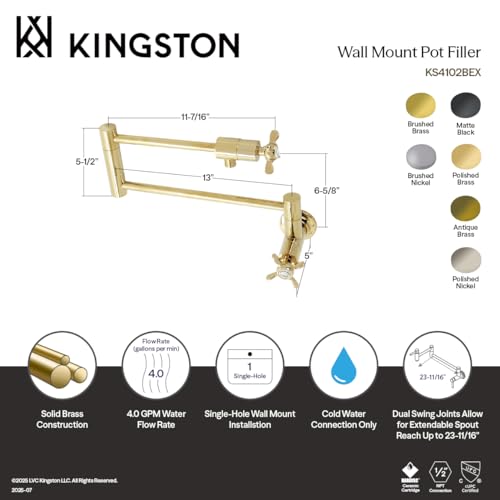 Robinet mural pour table de cuisson Kingston Brass KS4106BEX Essex
