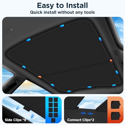 Image of 2026 Upgraded for Tesla New Model Y Juniper 2025 2026 Sunshade Roof [No Sag,Ice-Crystal Cooling Coatings] Heat Insulation Glass Roof Sun Shade for Tesla Model Y Accessories 2025 2026 Black