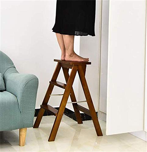 Taburete de madera maciza DASHADAO con estructura de tijera 5