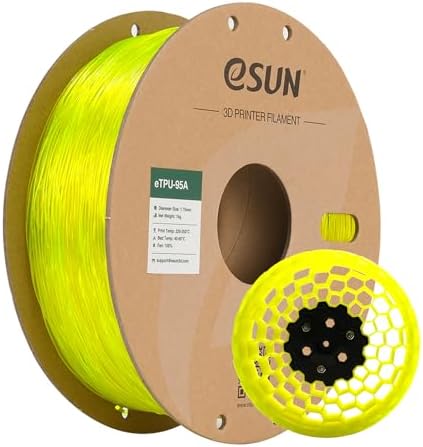 eSun TPU 95A Filament 1.75 mm, Flexible Thermoplastic Polyurethane (TPU) 3D Printer Filament, Dimensional Accuracy ± 0.05 mm, 1 kg (2.2 lbs) Spool for 3D Printer in Vacuum Packaging