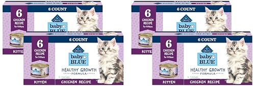 Image of Blue Buffalo Baby Blue Natural Kitten Wet Cat Food, Healthy Growth Formula with DHA, Chicken Recipe Multi-Pack, 3-oz. Cans (Pack of 24)