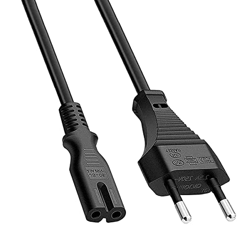 2 m Netzkabel IEC320 C7 2-polig | c7 zweipoliger Stecker für Monitor PC, DVD, Drucker, Samsung Philips LG Sony TV, PS4, Microsoft Surface Go/Laptop/Book, HP Envy