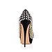 XYD Women Peep Toe Rivet Studded Pumps Stiletto High Heels Platform Slip On Prom Evening Party Dress Shoes Size 10 Black