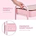 TOOLF 3-Tier Rolling Cart with Table Top, Metal Storage Cart on Wheels, Utility Organizer with Wooden Tray, Lockable Casters, Easy Assembly for Bathroom, Living Room, Office, Bedside, Pink